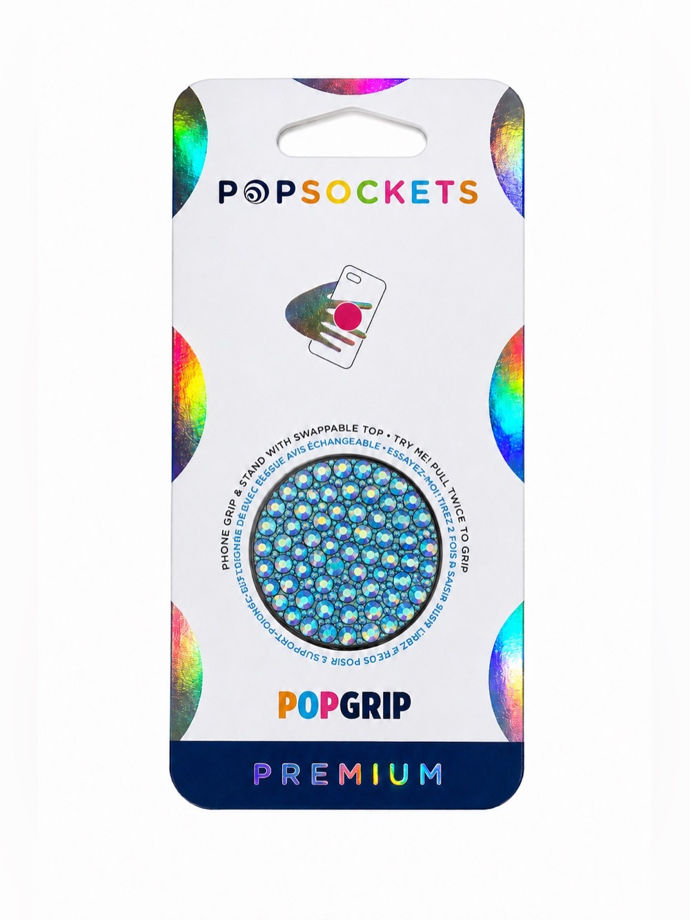 Aquamarine AB Blue Luxe Crystals PopSocket Phone Holder Grip New